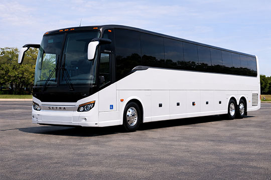 56-passenger charter bus available for charter in Delhi, LA